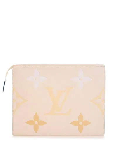 Pre-owned Louis Vuitton 2021-2024 Monogram Empreinte Giant By The Pool Toiletry Pouch 26 Clutch Bag In Brown