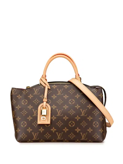 Pre-owned Louis Vuitton 2021-2024 Monogram Petit Palais Satchel In Brown