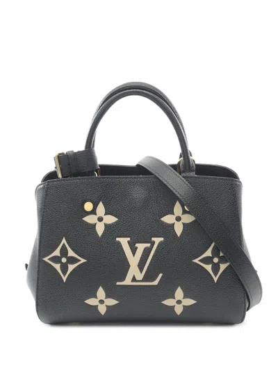 Pre-owned Louis Vuitton 2021-2025 Bicolor Monogram Empreinte Giant Montaigne Bb Satchel In Black