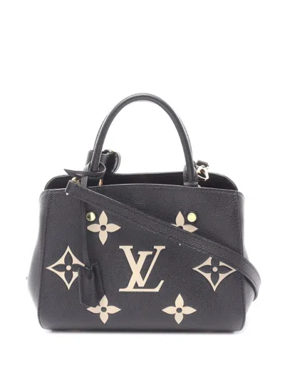 Pre-owned Louis Vuitton 2021-2025 Bicolor Monogram Empreinte Giant Montaigne Bb Satchel In Black