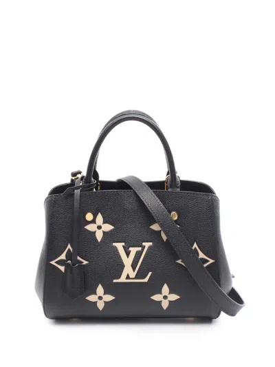 Pre-owned Louis Vuitton 2021-2025 Bicolor Monogram Empreinte Giant Montaigne Bb Satchel In Black
