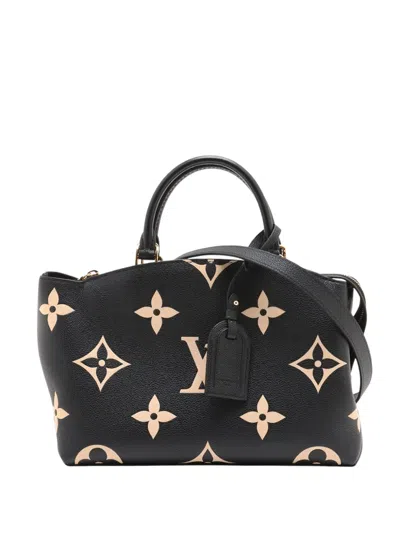 Pre-owned Louis Vuitton 2021-2025 Bicolor Monogram Empreinte Giant Petit Palais Satchel In Black