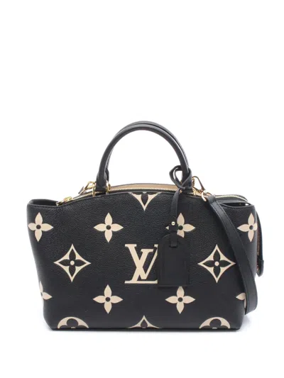 Pre-owned Louis Vuitton 2021-2025 Bicolor Monogram Empreinte Giant Petit Palais Satchel In Black