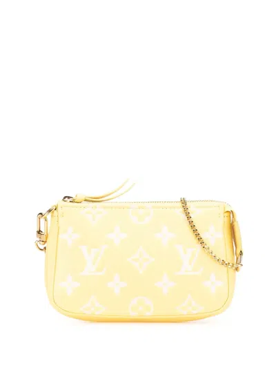 Pre-owned Louis Vuitton 2021-2025 Bicolor Monogram Empreinte Mini Pochette Accessoires Handbag In Yellow