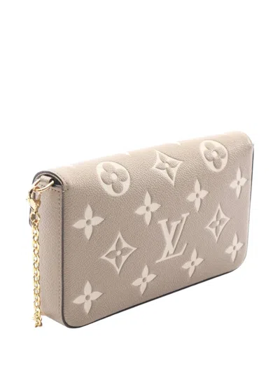 Pre-owned Louis Vuitton 2021-2025 Bicolor Monogram Empreinte Pochette Felicie Crossbody Bag In Brown