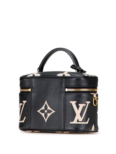 Pre-owned Louis Vuitton 2021-2025 Bicolor Monogram Giant Empreinte Vanity Pm Satchel In Black