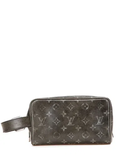 Pre-owned Louis Vuitton 2021-2025 Brushed Monogram Leather Locker Dopp Kit Clutch Bag