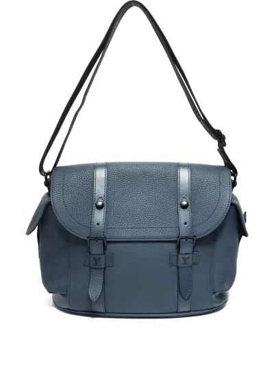 Pre-owned Louis Vuitton 2021-2025 Buckle Christopher Messenger Shoulder Bag In Blue