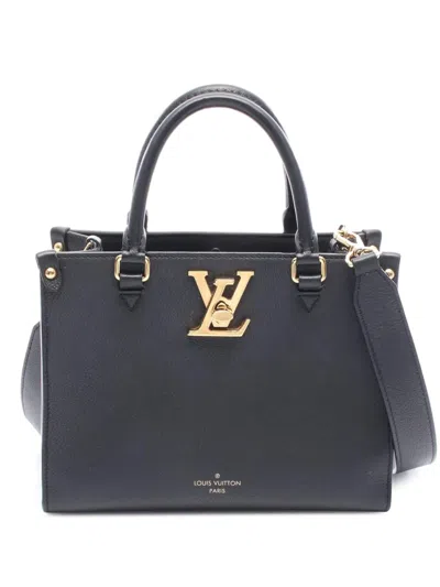 Pre-owned Louis Vuitton 2021-2025 Calfskin Lock & Go Satchel In Black