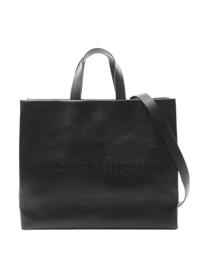 Pre-owned Louis Vuitton 2021-2025 Calfskin Shopper Tote Mm Satchel In Black