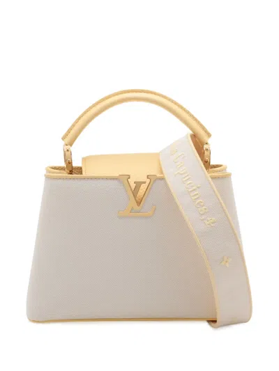 Pre-owned Louis Vuitton 2021-2025 Canvas Taurillon Capucines Bb Satchel In Brown