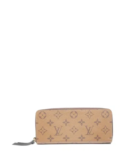 Pre-owned Louis Vuitton 2021-2025 Clemence Monogram-canvas Wallet In Neutral