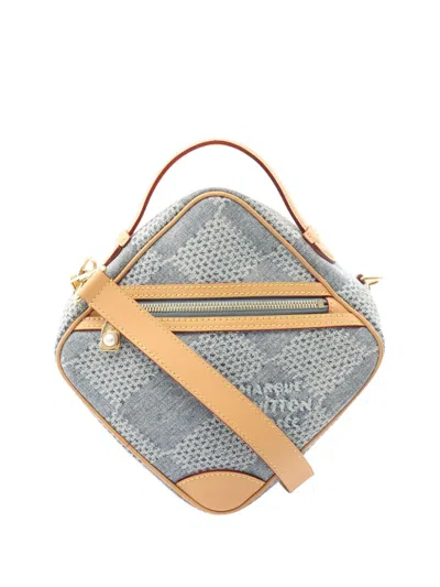 Pre-owned Louis Vuitton 2021-2025 Damier Denim 3d Chess Messenger Satchel In Blue