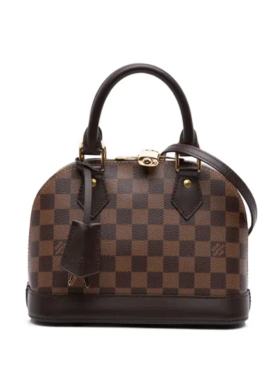 Pre-owned Louis Vuitton 2021-2025 Damier Ebene Alma Bb Satchel In Brown