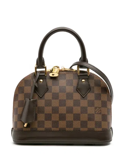 Pre-owned Louis Vuitton 2021-2025 Damier Ebene Alma Bb Satchel In Brown