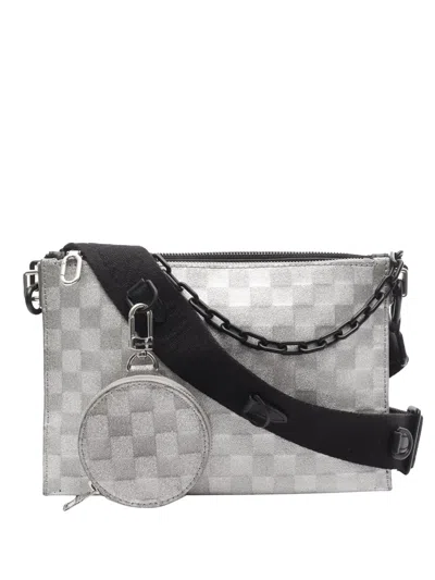 Pre-owned Louis Vuitton 2021-2025 Damier Glitter Taurillon In The Loop Trio Pouch Crossbody Bag In Black