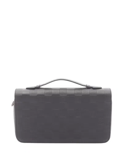 Pre-owned Louis Vuitton 2021-2025 Damier Infini Zippy Wallet Xl Long Wallets In Black