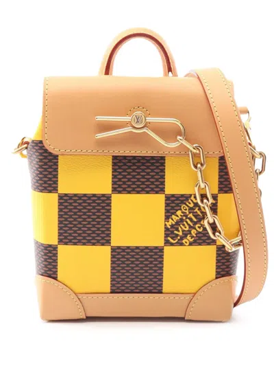 Pre-owned Louis Vuitton 2021-2025 Damier Pop Nano Steamer Satchel In Yellow