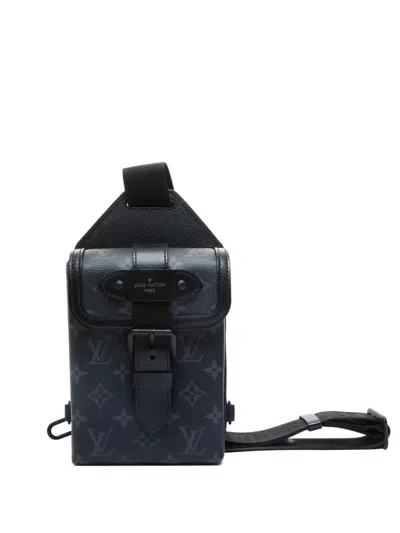Pre-owned Louis Vuitton 2021-2025 Eclipse Saumur Crossbody Bag In Black