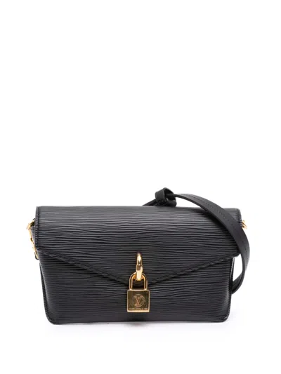 Pre-owned Louis Vuitton 2021-2025 Epi Padlock On Strap Satchel In Black