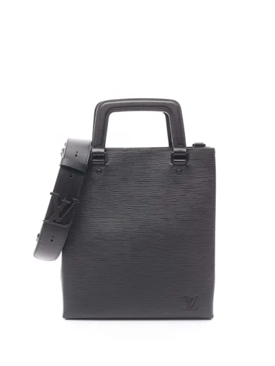 Pre-owned Louis Vuitton 2021-2025 Epi Sac Plat Fold Satchel In Black