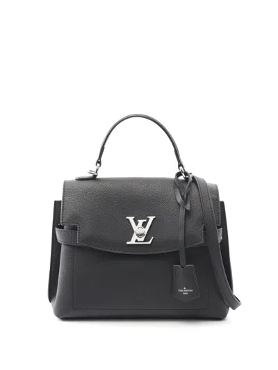 Pre-owned Louis Vuitton 2021-2025 Grained Calfskin Lockme Ever Bb Satchel In Black
