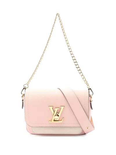 Pre-owned Louis Vuitton 2021-2025 Grained Calfskin Lockme Tender Satchel In Pink