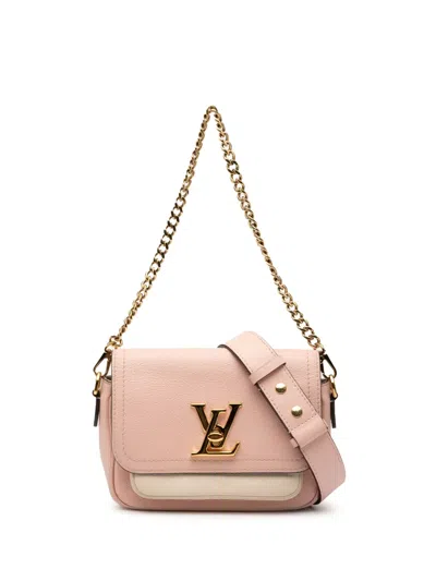 Pre-owned Louis Vuitton 2021-2025 Grained Calfskin Lockme Tender Satchel In Pink