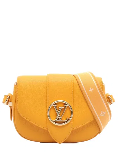 Pre-owned Louis Vuitton 2021-2025 Grained Calfskin Lv Pont 9 Soft Pm Crossbody Bag In Yellow