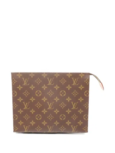 Pre-owned Louis Vuitton 2021-2025 Mm Monogram Clutch Bag In Brown