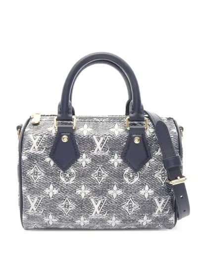 Pre-owned Louis Vuitton 2021-2025 Monoglam Speedy Bandouliere 20 Satchel In Blue