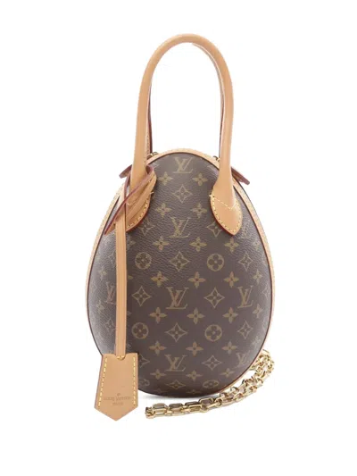 Pre-owned Louis Vuitton 2021-2025 Monogram And Calfskin Egg Bag Satchel In Black