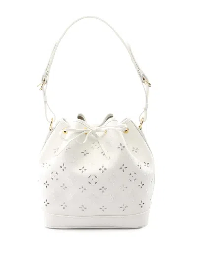 Pre-owned Louis Vuitton 2021-2025 Monogram Broderie Petit Noe Bucket Bag In White