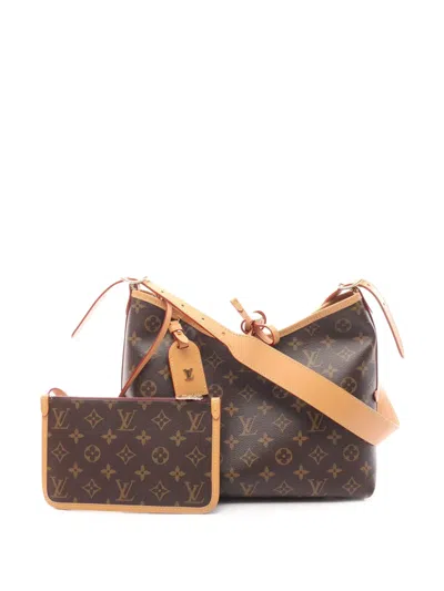 Pre-owned Louis Vuitton 2021-2025 Monogram Carryall Pm Shoulder Bag In Brown