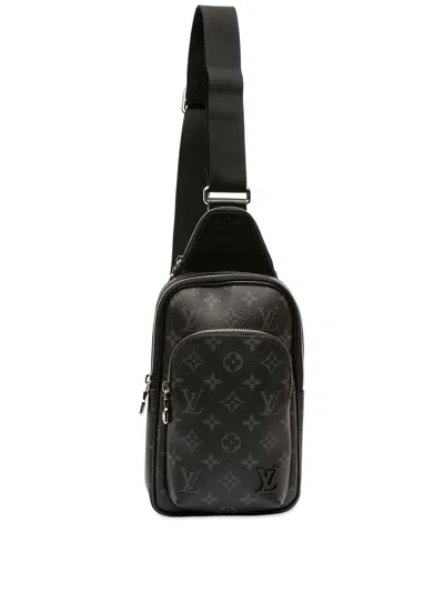 Pre-owned Louis Vuitton 2021-2025 Monogram Eclipse Avenue Slingbag Pm Crossbody Bag In Black