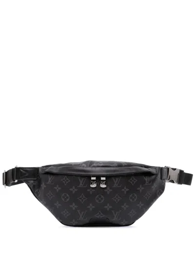 Pre-owned Louis Vuitton 2021-2025 Monogram Eclipse Discovery Bumbag Pm Belt Bag In Black