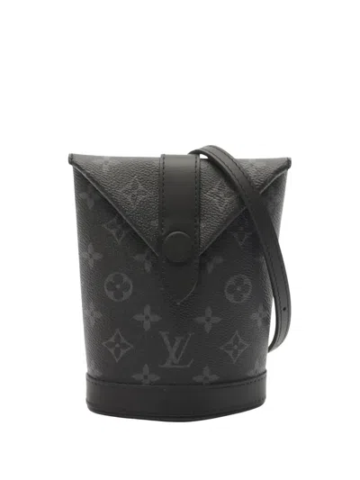 Pre-owned Louis Vuitton 2021-2025 Monogram Eclipse Envelope Pouch Crossbody Bag In Black