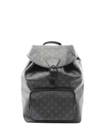 Pre-owned Louis Vuitton 2021-2025 Monogram Eclipse Montsouris Backpack In Black