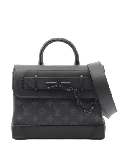 Pre-owned Louis Vuitton 2021-2025 Monogram Eclipse Steamer Pm Satchel In Black