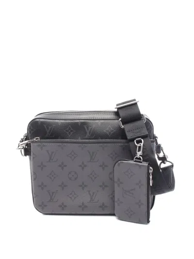 Pre-owned Louis Vuitton 2021-2025 Monogram Eclipse Trio Messenger Crossbody Bag In Black
