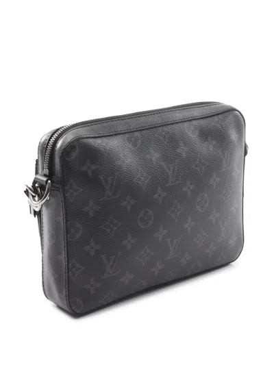 Pre-owned Louis Vuitton 2021-2025 Monogram Eclipse Trio Messenger Crossbody Bag In Black