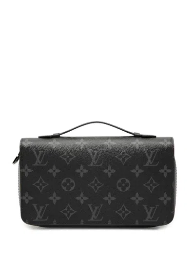 Pre-owned Louis Vuitton 2021-2025 Monogram Eclipse Zippy Xl Wallet Long Wallets In Black