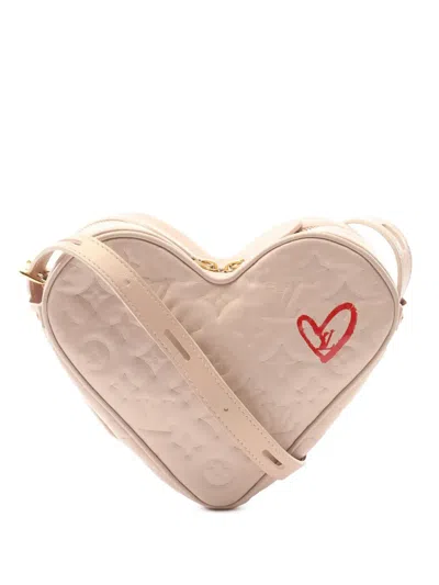 Pre-owned Louis Vuitton 2021-2025 Monogram Embossed Lambskin Fall In Love Sac Coeur Crossbody Bag In Pink