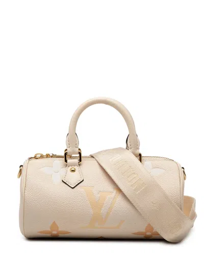 Pre-owned Louis Vuitton 2021-2025 Monogram Empreinte Giant By The Pool Papillon Bb Satchel In Brown