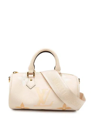 Pre-owned Louis Vuitton 2021-2025 Monogram Empreinte Giant By The Pool Papillon Bb Satchel In Brown