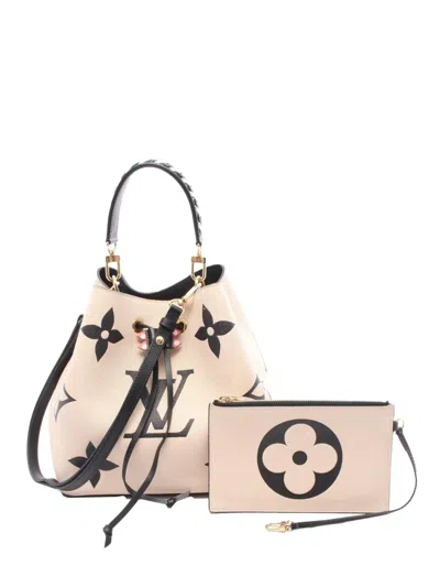 Pre-owned Louis Vuitton 2021-2025 Monogram Empreinte Neonoe Bucket Bag In Brown