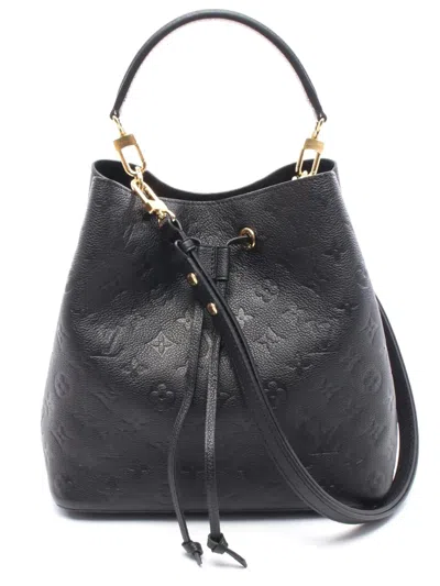 Pre-owned Louis Vuitton 2021-2025 Monogram Empreinte Neonoe Mm Bucket Bag In Black