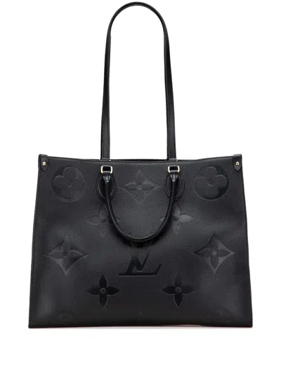 Pre-owned Louis Vuitton 2021-2025 Monogram Empreinte Onthego Gm Satchel In Black