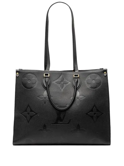 Pre-owned Louis Vuitton 2021-2025 Monogram Empreinte Onthego Gm Satchel In Black