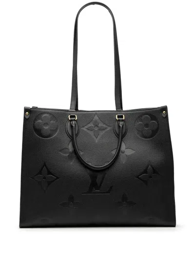 Pre-owned Louis Vuitton 2021-2025 Monogram Empreinte Onthego Gm Satchel In Black